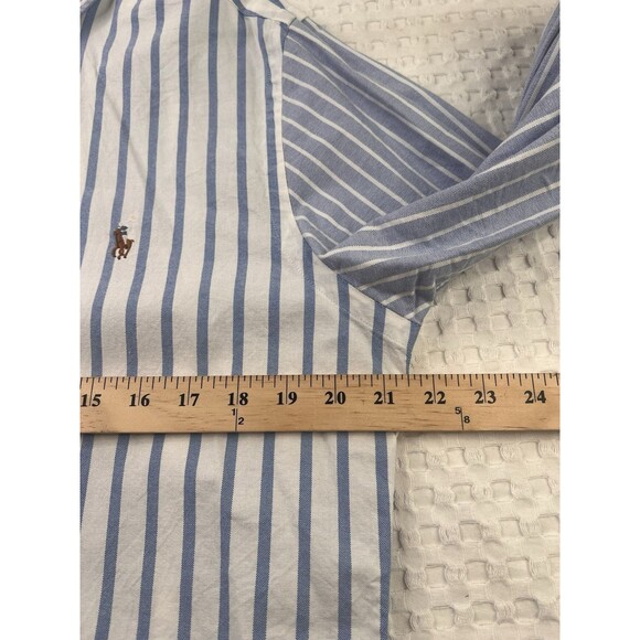 Polo Ralph Lauren Shirt Mens Size L Blue White Striped Flesh Pony Rare Unique - Picture 6 of 11